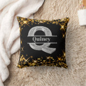 Qイニシャルパーソナライズされたシルバーモノグラムあなたの名前 クッション (ブランケット)