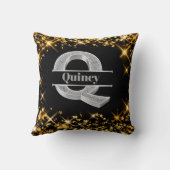 Qイニシャルパーソナライズされたシルバーモノグラムあなたの名前 クッション (裏面)