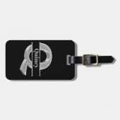 Qイニシャルパーソナライズされたシルバーモノグラムあなたの名前 ラゲッジタグ (正面横)