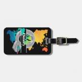 Qイニシャルパーソナライズされたシルバーモノグラムあなたの名前 ラゲッジタグ (正面横)