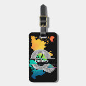 Qイニシャルパーソナライズされたシルバーモノグラムあなたの名前 ラゲッジタグ (正面縦)