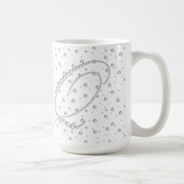 Qイニシャルモノグラムホワイトダイヤモンドプリント コーヒーマグカップ