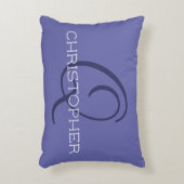 Qイニシャル名エレガントブルーシスタイリッシュック アクセントクッション (正面(垂直))