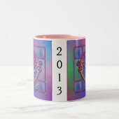 Qイニシャル「ブルーレイングラス」マグカップのスタイン ツートーンマグカップ (中央)