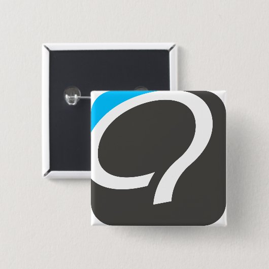 Qボタン-青 缶バッジ (正面&裏面)