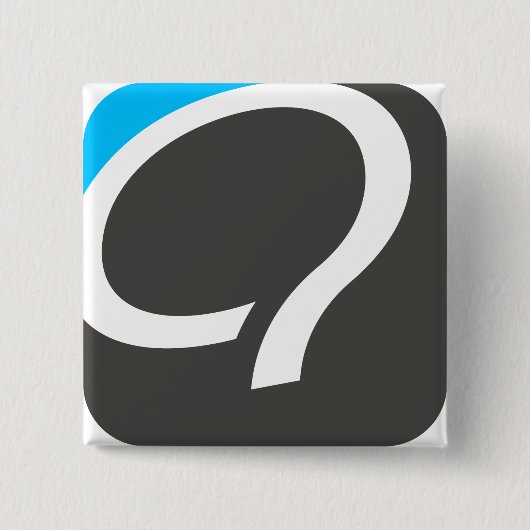 Qボタン-青 缶バッジ (正面)