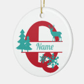 Qモノグラムイニシャルクリスマスホリデーツリーオーナメント セラミックオーナメント (左)