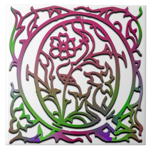 Qモノグラム「ベスク庭園」陶磁器タイル タイル (正面)