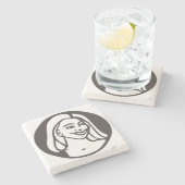 Q茶パイロゴの石造りのコースター ストーンコースター (横)