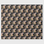 Q.かわいいネズミのお茶カップクリスマス ラッピングペーパー (フラット)