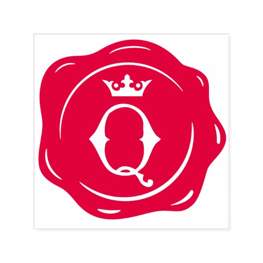 Q -アンティークワックスシールゴシック王冠イニシャル文字 セルフインキングスタンプ (デザイン)