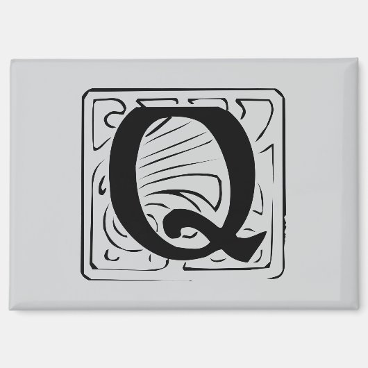 Q Monogramm schwarz マグネット (正面)