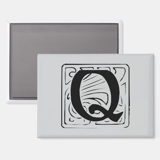 Q Monogramm schwarz マグネット (正面/裏面)