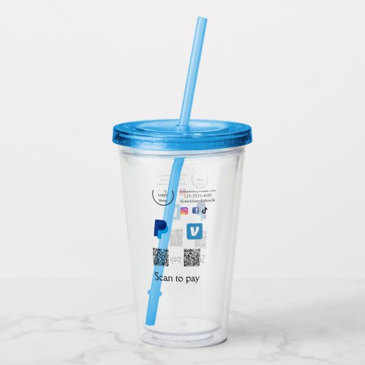 Q RコードPayPal venmoスキャン支払を追加ソーシャルメディアde アクリルタンブラー (裏面)