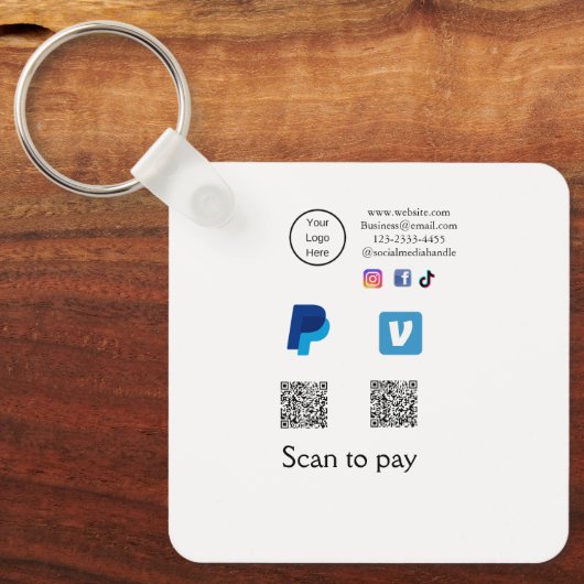 Q RコードPayPal venmoスキャン支払を追加ソーシャルメディアde キーホルダー (正面)