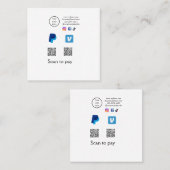 Q RコードPayPal venmoスキャン支払を追加ソーシャルメディアde スクエア名刺 (正面/裏面)