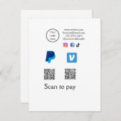 Q RコードPayPal venmoスキャン支払を追加ソーシャルメディアde ノートカード (正面/裏面)