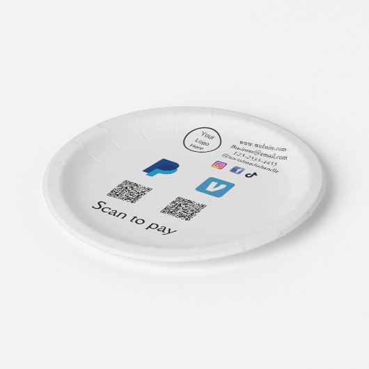 Q RコードPayPal venmoスキャン支払を追加ソーシャルメディアde ペーパープレート (アングル)