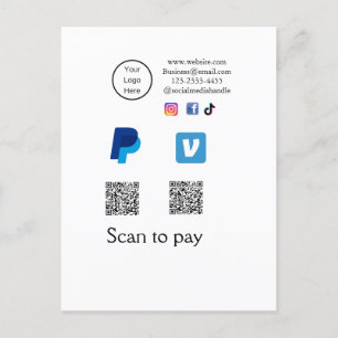 Q RコードPayPal venmoスキャン支払を追加ソーシャルメディアde ポストカード