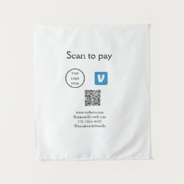 Q Rコードvenmoスキャンして支払う追加ロゴのソーシャルメディア タペストリー