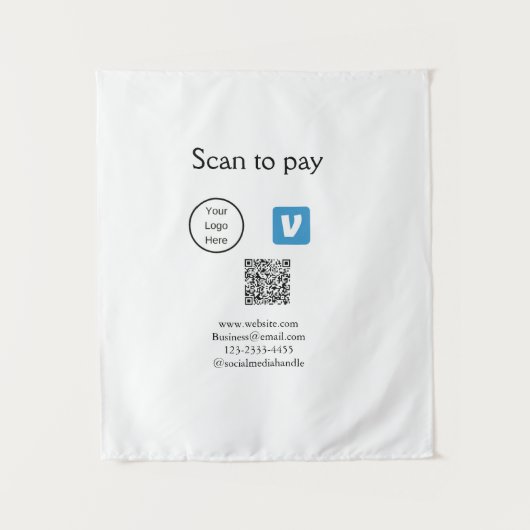 Q Rコードvenmoスキャンして支払う追加ロゴのソーシャルメディア タペストリー (正面)