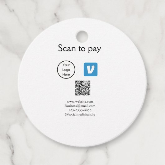 Q Rコードvenmoスキャンして支払う追加ロゴのソーシャルメディア フェイバータグ (正面)