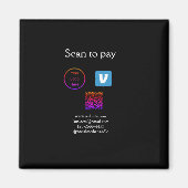 Q Rコードvenmoスキャンして支払う追加ロゴのソーシャルメディア マグネット (正面)