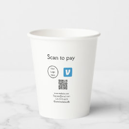 Q Rコードvenmoスキャンして支払う追加ロゴのソーシャルメディア 紙コップ