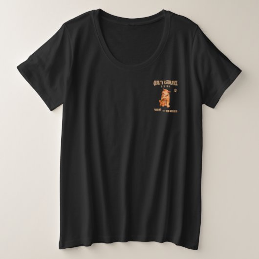 QAテスター 猫のユーモア プラスサイズTシャツ (デザイン正面)