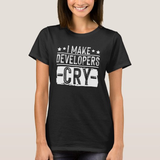QA品質保証ITテストを開発者に呼び出させる Tシャツ (正面)