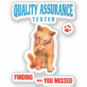QA Tester Cat Humor シール (正面)