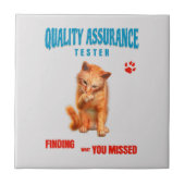 QA Tester Cat Humor タイル (正面)
