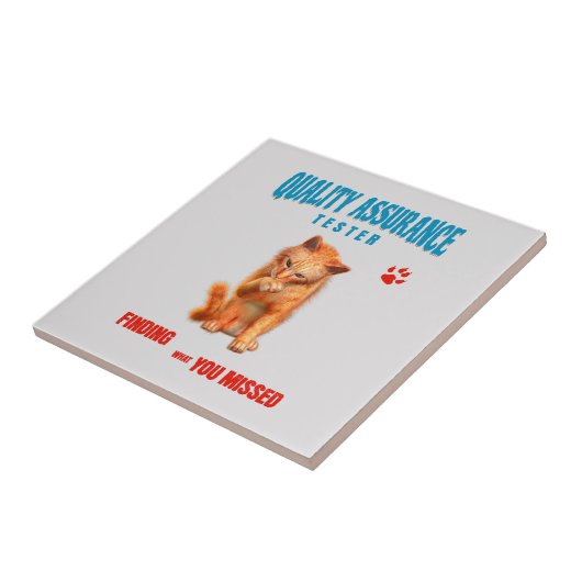 QA Tester Cat Humor タイル (側面)