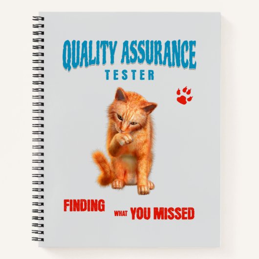 QA Tester Cat Humor ノートブック (正面)