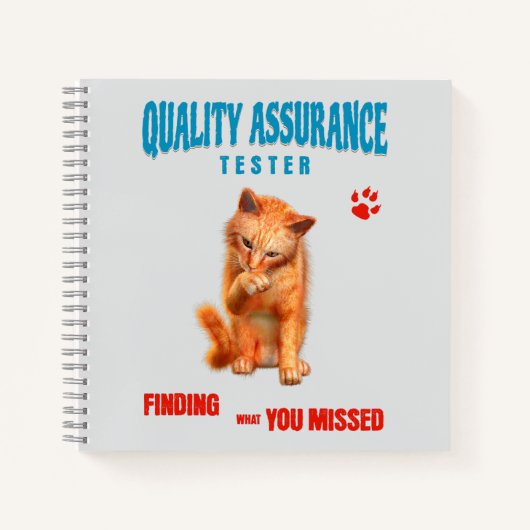 QA Tester Cat Humor ノートブック (正面)
