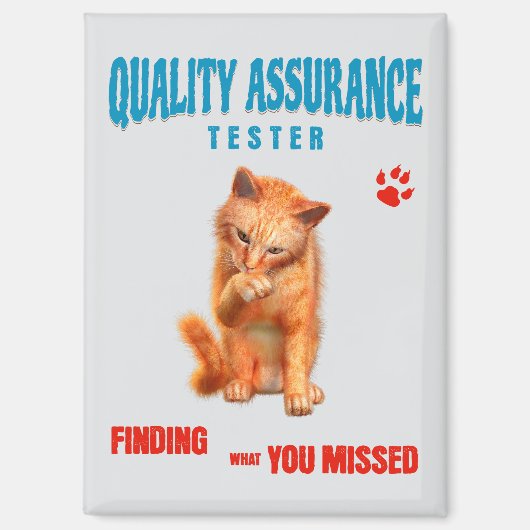 QA Tester Cat Humor マグネット (正面)
