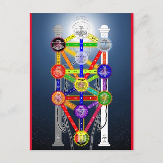 Qabalistic Tree of Life DiagramチャートKabbalah ポストカード (正面)