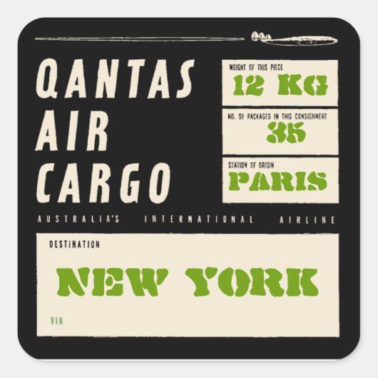 QANTAS AIR CARGO (Black) スクエアシール (正面)
