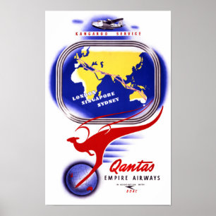 Qantas Empire Airways Vintage Poster Restored ポスター