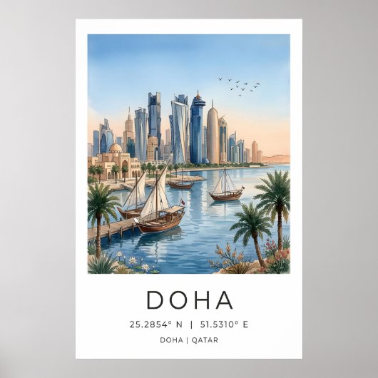 Qatar Cityscape Poster - Modern Towers and ポスター (正面)