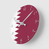Qatar Flag ラウンド壁時計 (傾斜)