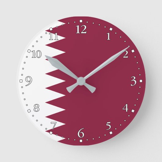 Qatar Flag ラウンド壁時計 (正面)