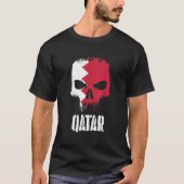 Qatar Flag Skull Qatari Pride Patriotic Tシャツ (正面)