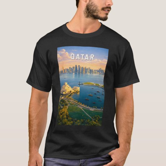 Qatar Illustration Travel Art Vintage Tシャツ (正面)
