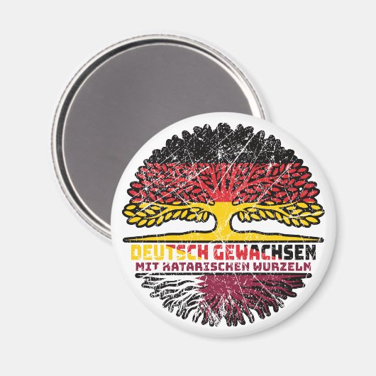 Qatar Qatarisch Deutsch Germany Baum Root マグネット (正面/裏面)