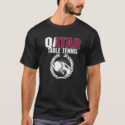 Qatar Table Tennis  Qatari Ping Pong Supporter Spo Tシャツ (正面)