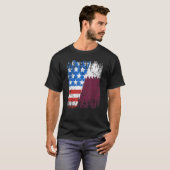 Qatari American Flag Qatar Usa Tシャツ (正面フル)