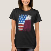 Qatari American Flag Qatar Usa Tシャツ (正面)
