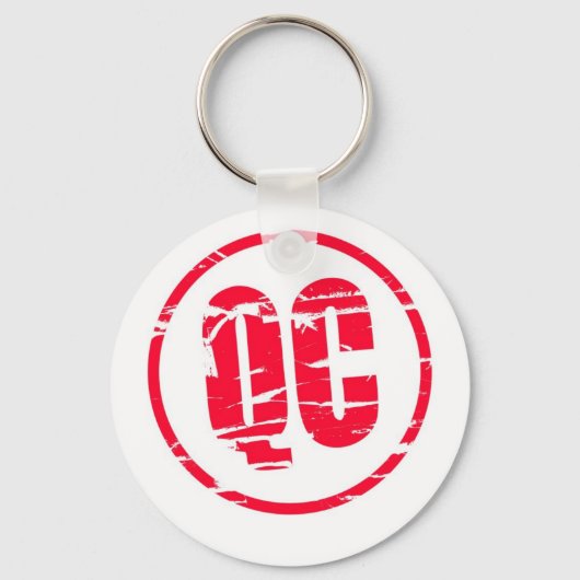 QC品質管理赤ゴムスタンプ効果 キーホルダー (正面)