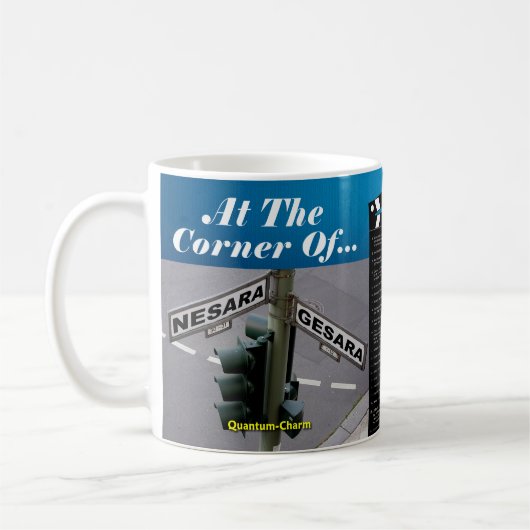 QC NESARA/GESARA At The Corner - BLUE MUG コーヒーマグカップ (左)